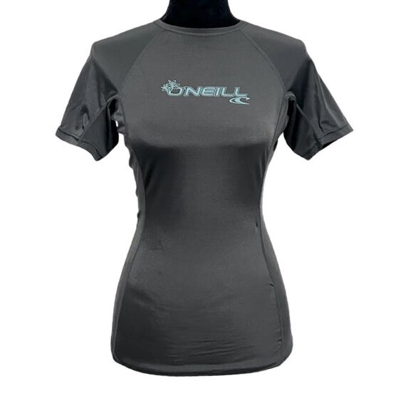 O'Neill Women's Basic Skins UPF 50+ Short Sleeve Rashguard Graphite Medium - Picture 4 of 8